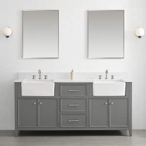 Casey 72 in. W x 22 in. D Bath Vanity in Gray with Engineered Stone Vanity Top in Ariston White with White Sink