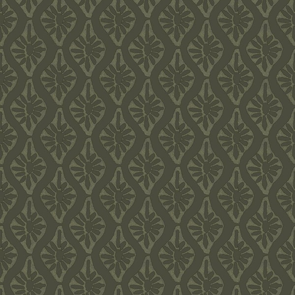 CHRIS LOVES JULIA 8 in. x 10 in. Nova Evergreen Ogee Peel and Stick Wallpaper Sample