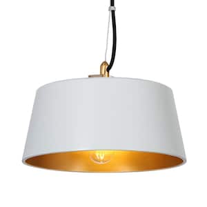 1-Light Contemporary White Metal Shaded Pendant Light for Kitchen Island, No Bulbs Included