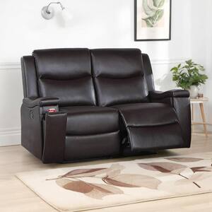 Benjara Vincent Chocolate Brown Polyester Rocker Recliner