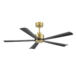 Melony 52 in. 6-Speed Indoor Black-Blade Gold Ceiling Fans with Remote Control Included