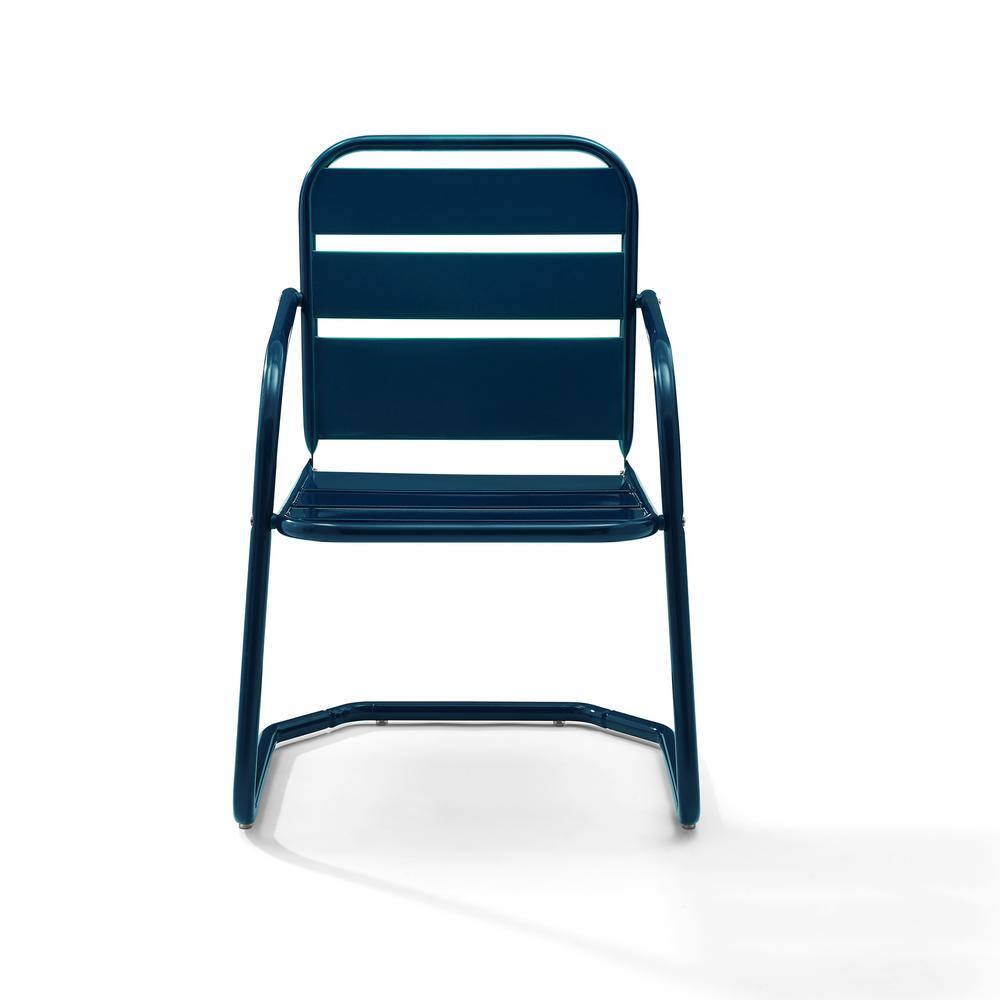 Vintage-Inspired Brighton Navy Steel Outdoor Dining Chair Set