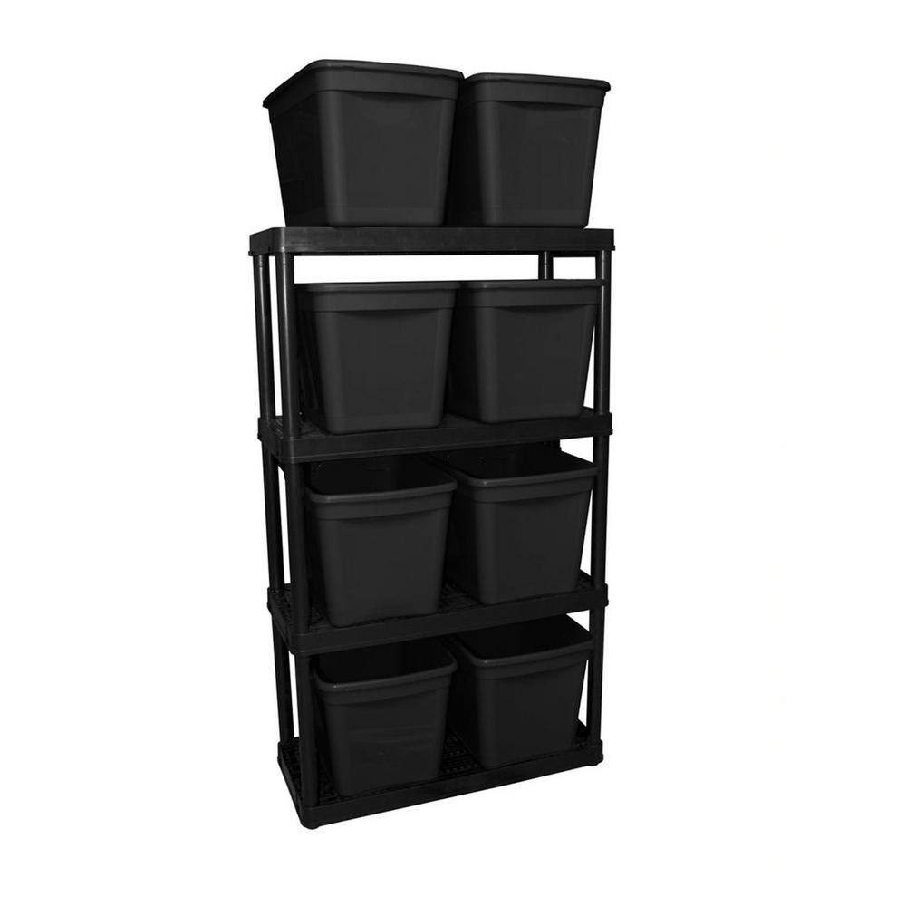 Maxit Black 4-Shelf Adjustable Ventilated Shelving Unit