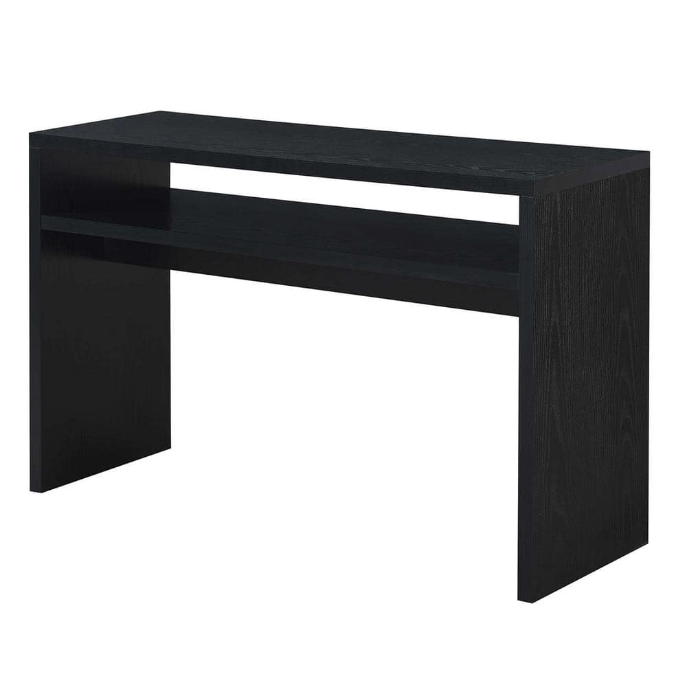 Northfield Deluxe 48" Black Wood and Glass Console Table with Storage