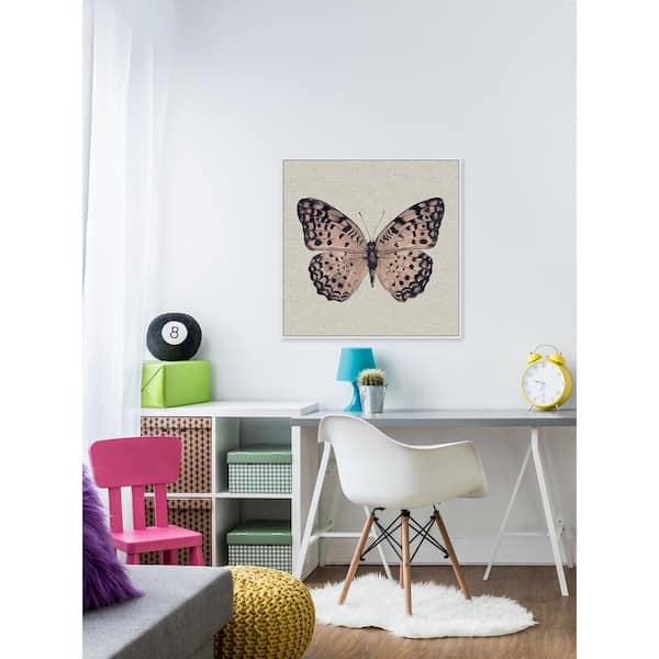 Unbranded 12 in. H x 12 in. W "Pink and Black Butterfly II" by Marmont Hill Framed Canvas Wall Art