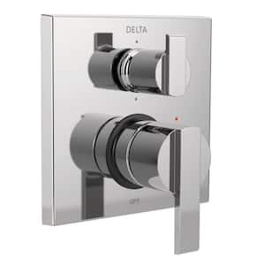 Ara Modern 2-Handle Wall-Mount Valve Trim Kit with 6-Setting Integrated Diverter in Chrome (Valve Not Included)