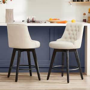 Haynes 26 in. Linen High Back Metal Swivel Counter Stool with Fabric Seat (Set of 2)