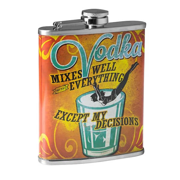 8 oz. Multi-Colored Vodka Decisions Leak-Proof Stainless Steel Liquor Flask for Whiskey, Vodka and Tequila