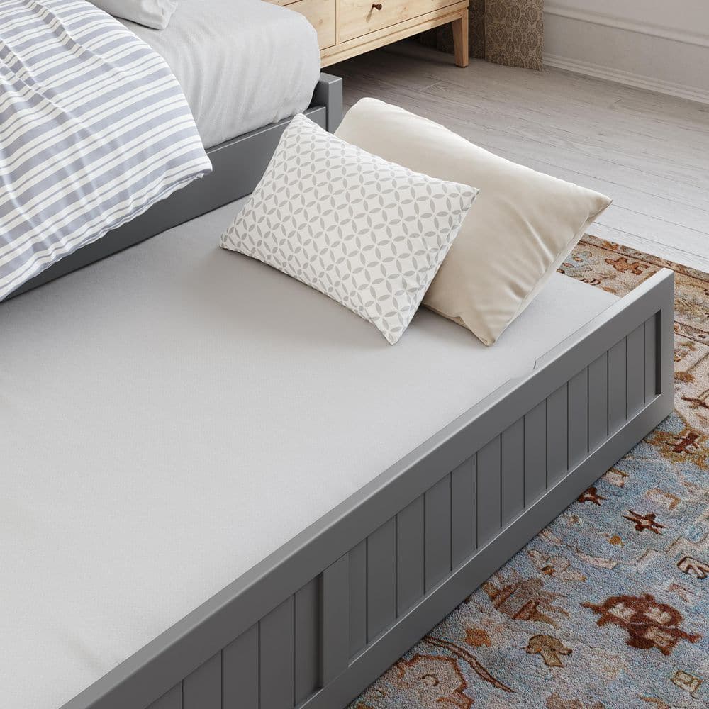 Cambridge Gray Twin Wood Daybed with Trundle and Storage