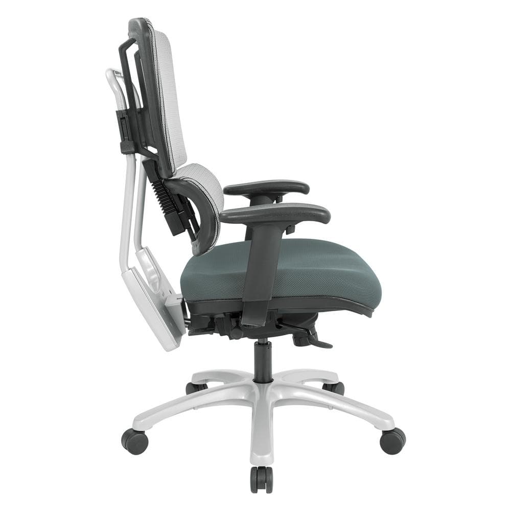 Silver Executive Mesh-Back Swivel Office Chair with Adjustable Arms