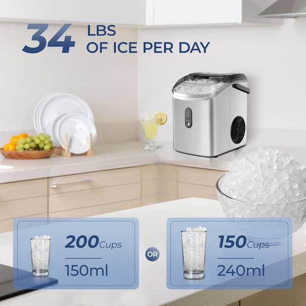 SIMZLIFE 9.5 in. 34 lb. Nugget Ice Countertop Portable Ice Maker
