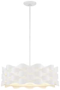 Coastal Current 240-Watt Equivalence Integrated LED Sand White Drum Pendant with Metal Shade