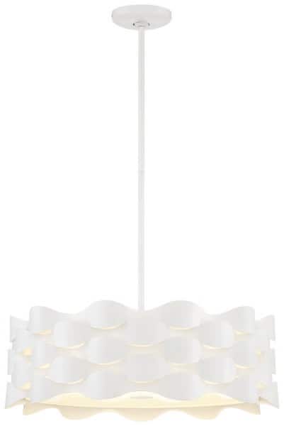 Coastal Current 240-Watt Equivalence Integrated LED Sand White Drum Pendant with Metal Shade