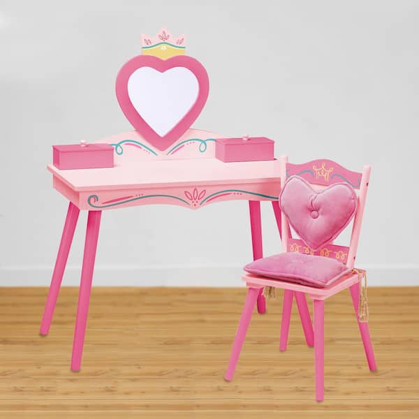 Wildkin Princess Vanity Table And Chair, Pink Chair For Vanity Table