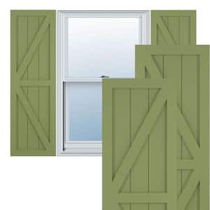 12 in. x 77 in. True Fit PVC Two Equal Panel Farmhouse Fixed Mount Board and Batten Shutters with Z-Bar in Moss Green