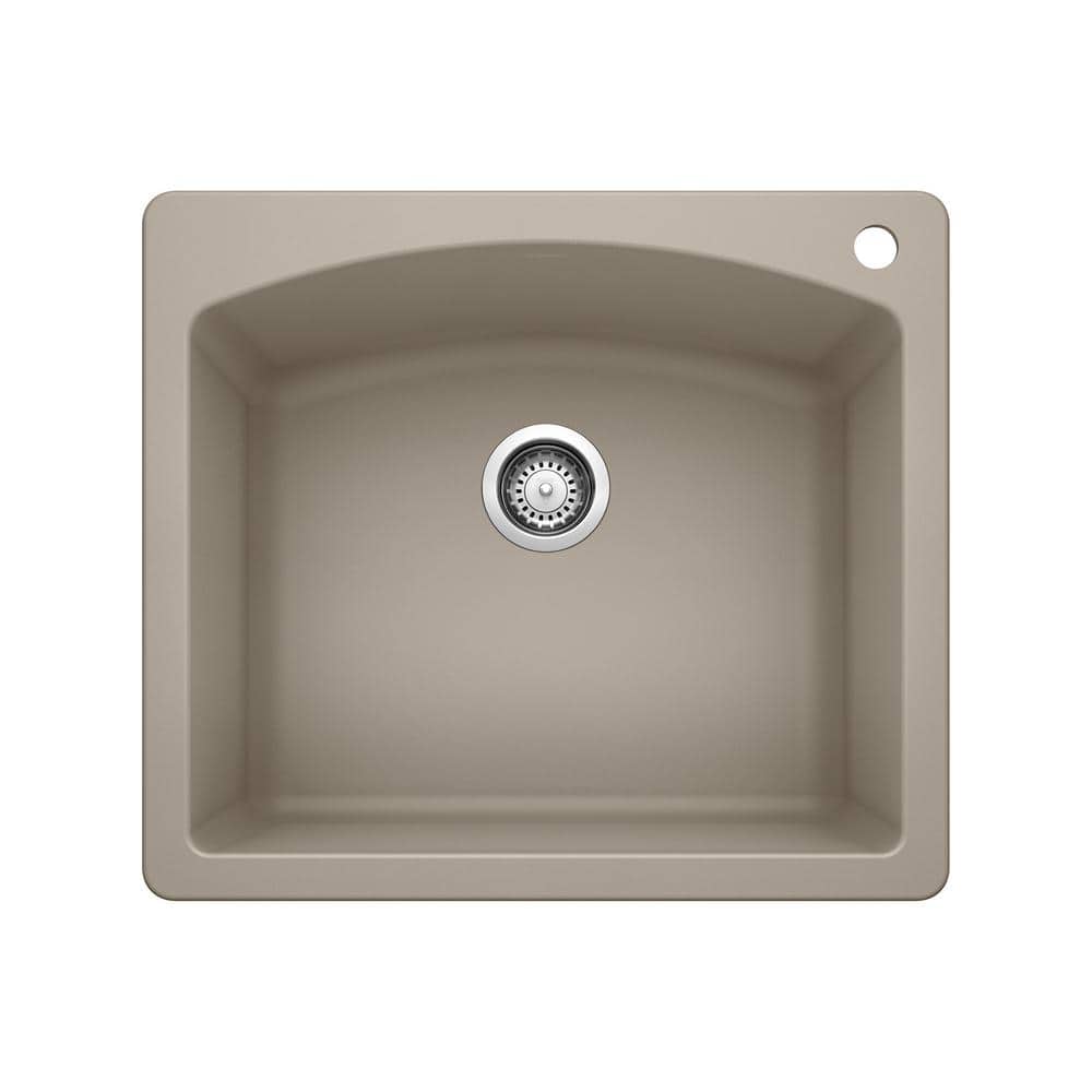 DIAMOND Silgranit 25 in. Dual Mount Granite Composite Truffle Single Bowl K