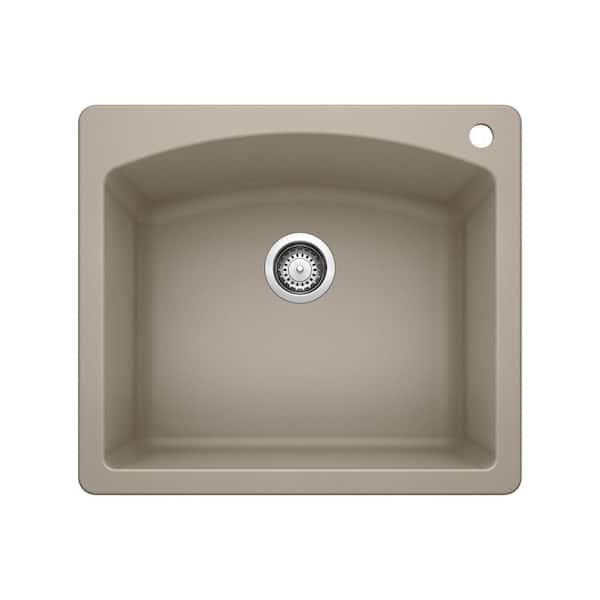 Blanco DIAMOND Silgranit 25 in. Dual Mount Granite Composite Truffle Single Bowl Kitchen Sink with 1-Hole