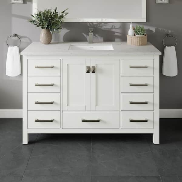 Eviva London 48 In. W X 18 In. D X 34 In. H Bathroom Vanity In White ...