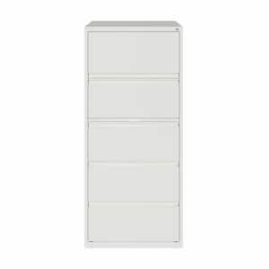 30 in. W 5-Drawer White Metal Lateral File Cabinet for Home and Office, Holds Letter, Legal and A4 Hanging Folders