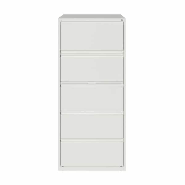 30 in. W 5-Drawer White Metal Lateral File Cabinet for Home and Office, Holds Letter, Legal and A4 Hanging Folders