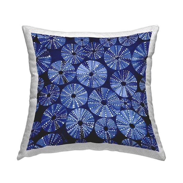 Stupell Industries Blue Circular Sea Urchins Pattern Blue Square Outdoor Throw Pillow