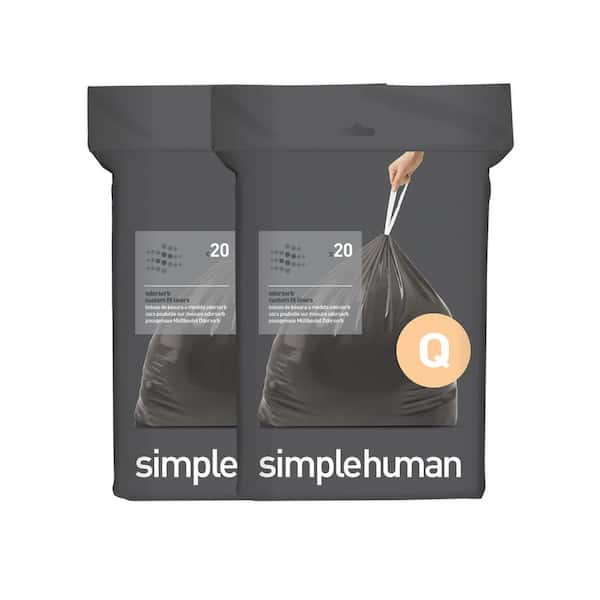simplehuman Extra Strong Odor-Absorbing Tall Kitchen 13 Gallon Drawstring Trash Bags, 50% PCR Content, 80 Count