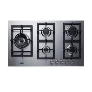 34 in. Gas Cooktop in Stainless Steel with 5-Burners