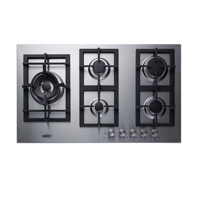34 in. Gas Cooktop in Stainless Steel with 5 Burners