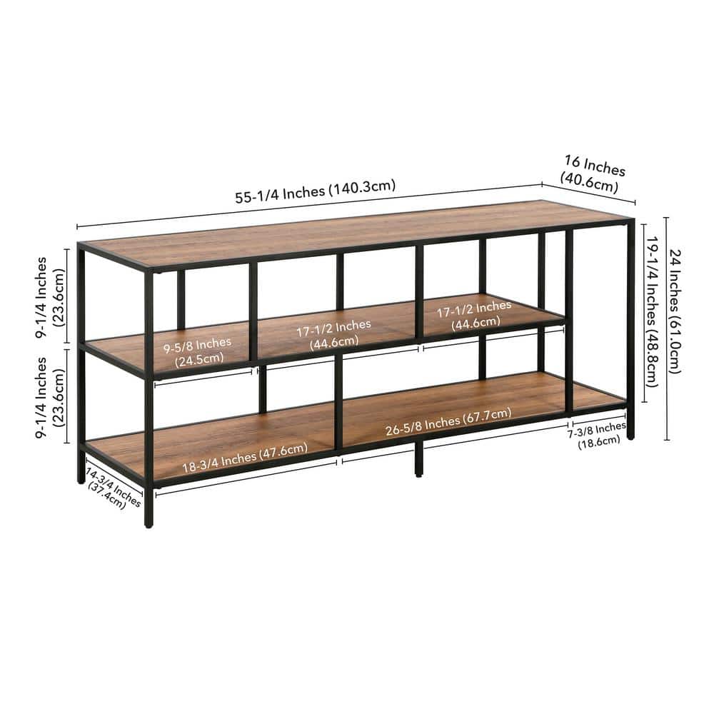 Winthrop 55" Blackened Bronze and Rustic Oak TV Stand