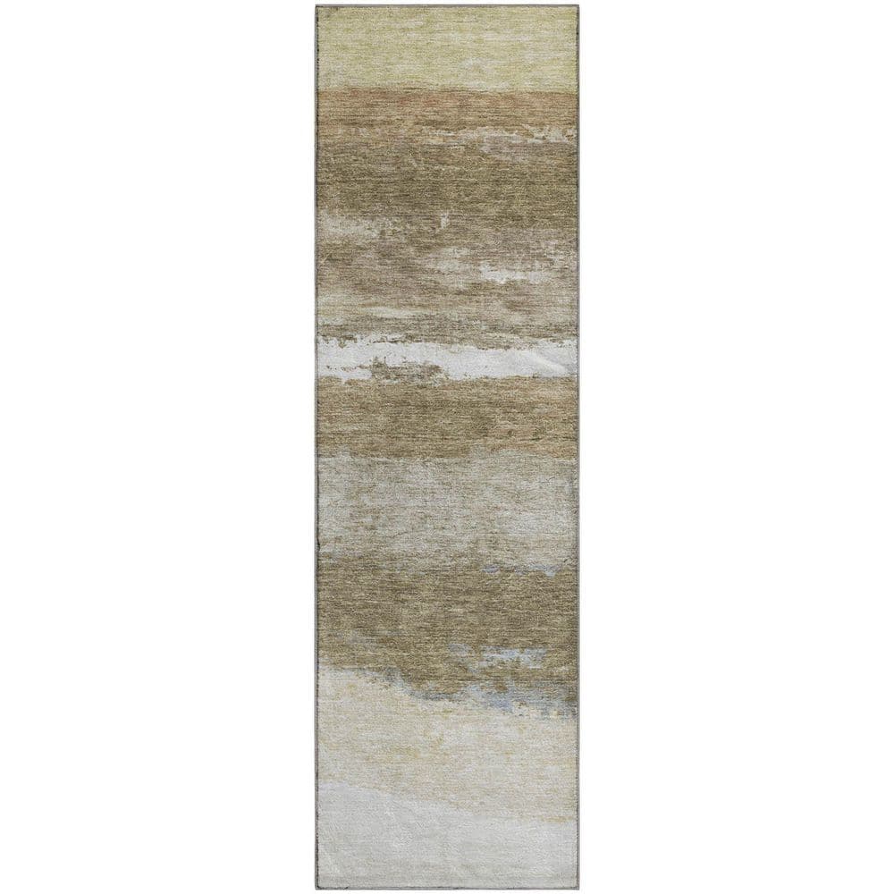 Mayfield Premium Machine Washable Abstract AMF2169 Khaki 2 ft. x 7 ft. Runner Rug price history on PriceWatchPro
