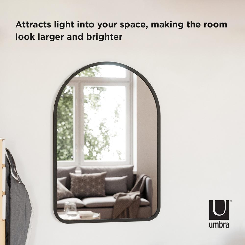Modern Hub 39.5'' Black Wood Arched Wall Mirror