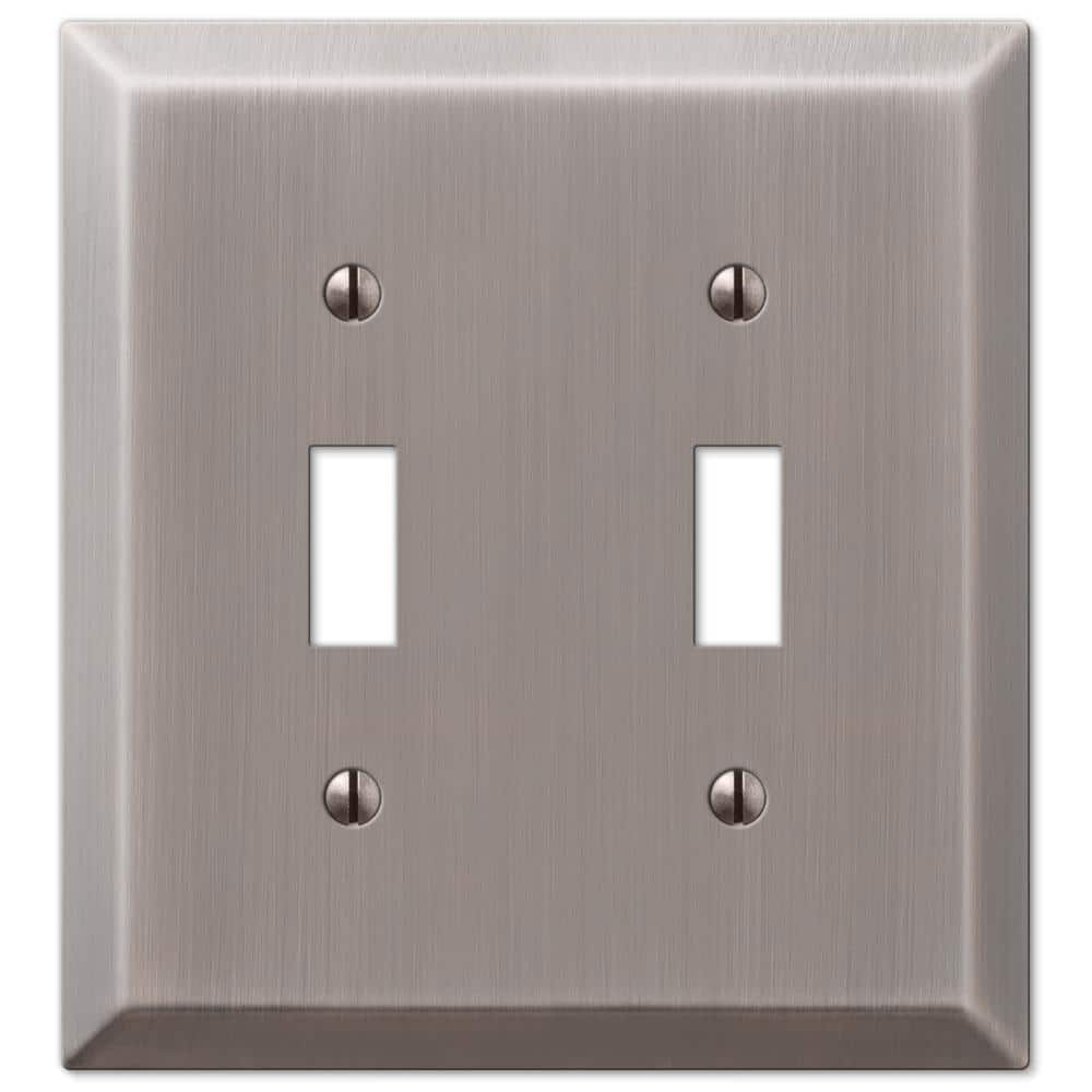 Amerelle Antique Nickel 2-Gang Stamped Steel Toggle Wall Plate