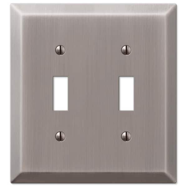 AMERELLE Metallic 2 Gang Toggle Steel Wall Plate - Antique Nickel