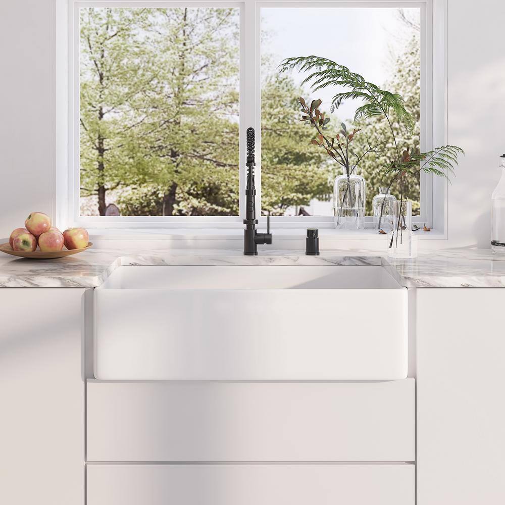 Denbigh 36'' White Fireclay Farmhouse Single Bowl Sink