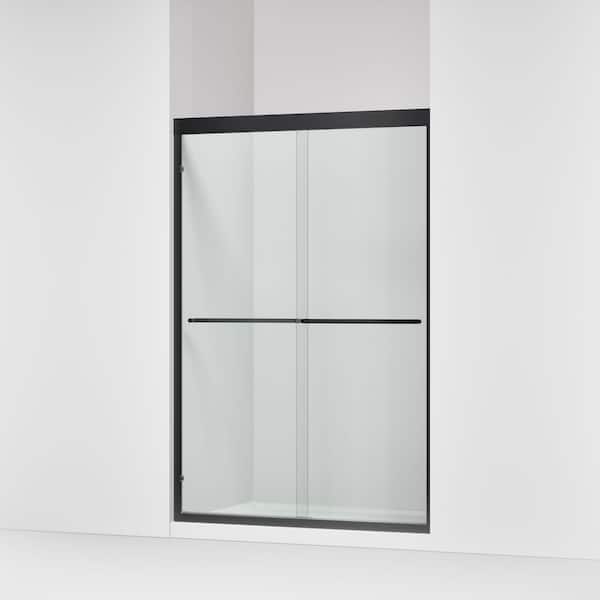 Lively 57-60 in. W x 70 in. H Frameless Sliding Shower Door in Matte Black with 1/4 in. Thick Clear Tempered Glass
