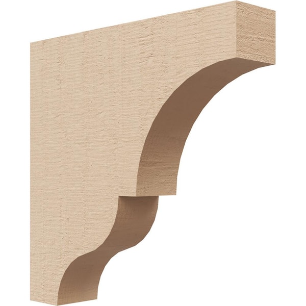 Ekena Millwork 2 in. x 10 in. x 10 in. Series 1 Thin Asheboro Rough Cedar Woodgrain Timberthane Polyurethane Corbel, Primed Tan