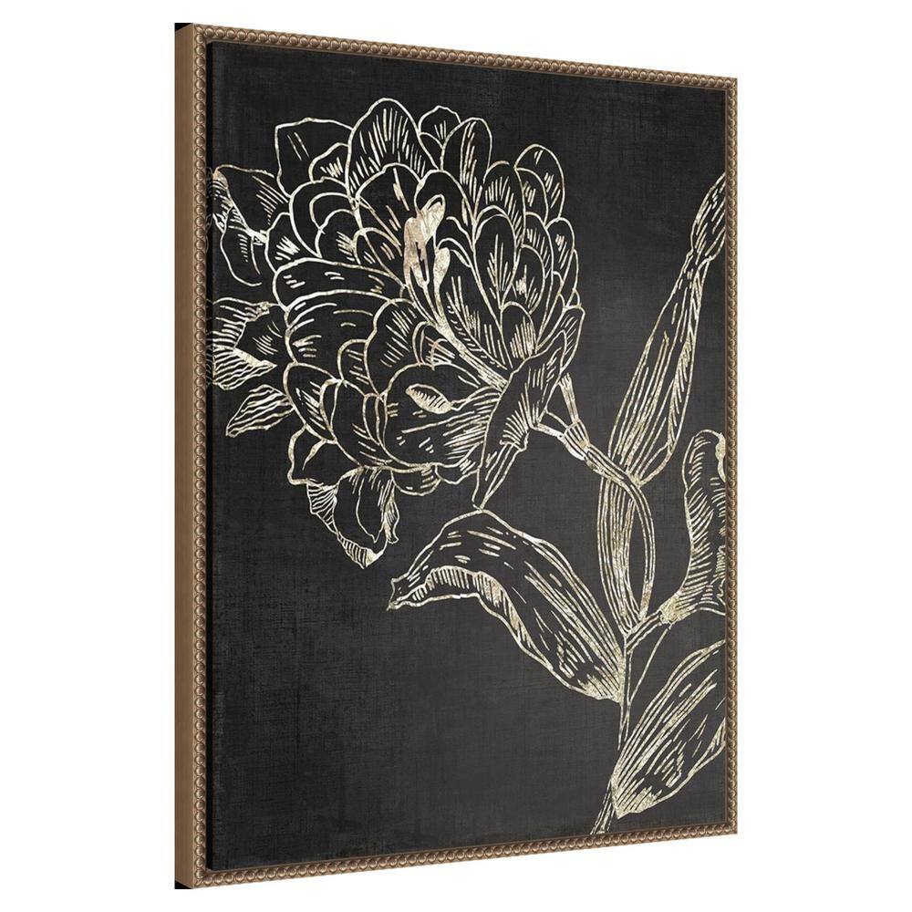 Golden Flower Folklore II Bronze Framed Abstract Canvas Art
