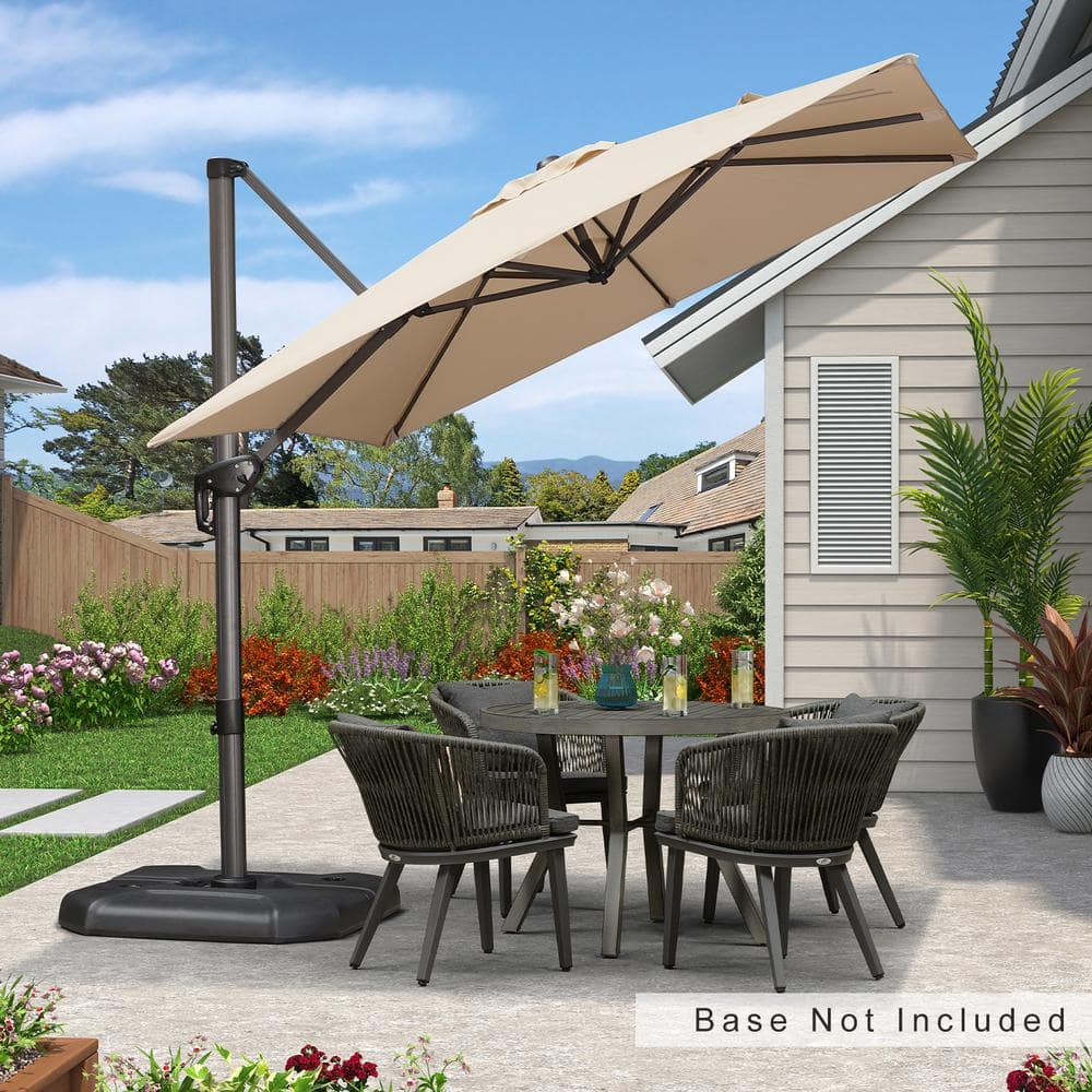 PURPLE LEAF 8 ft. Square Outdoor Patio Cantilever Umbrella Aluminum