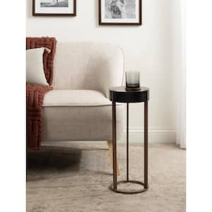 Rovin 8.5 in. Black Round Wood Veneer/MDF End Table