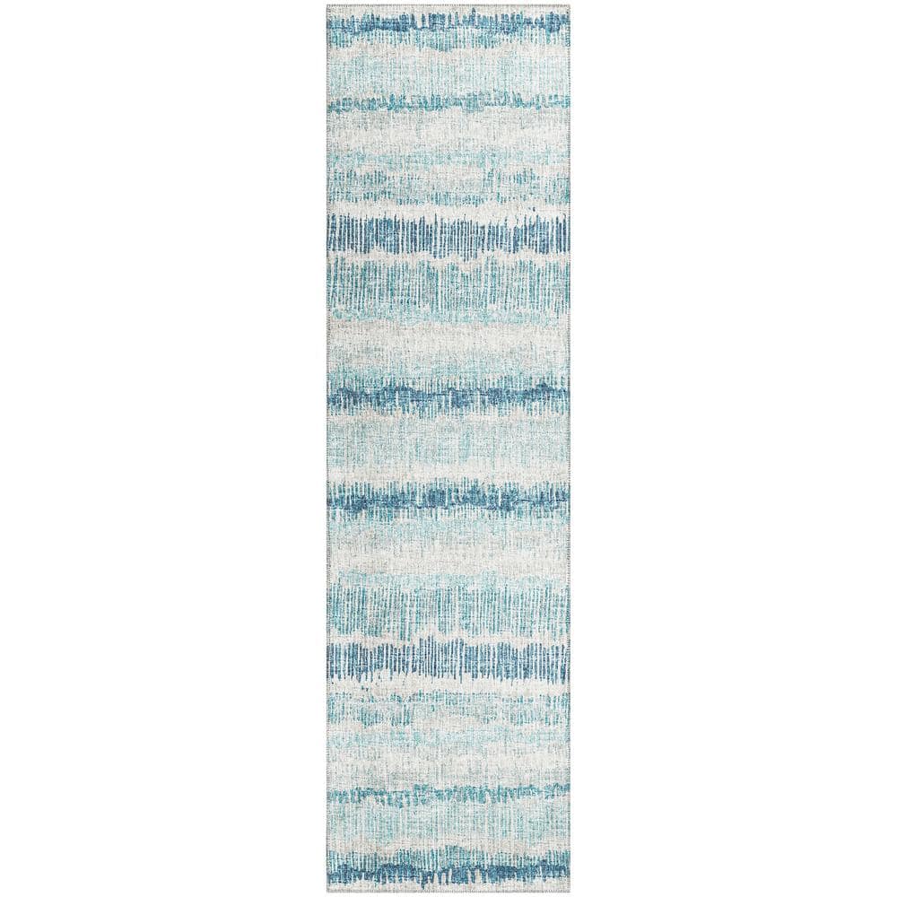 Rylee Blue 2 ft. 3 in. x 7 ft. 6 in. Geometric Indoor/Outdoor Area Rug