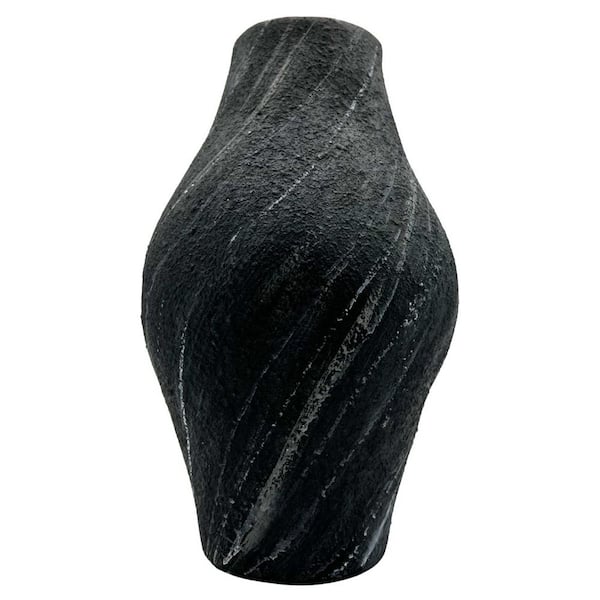 castellousa Black 12 in. Tall Modern Urn Black Ceramic Vase