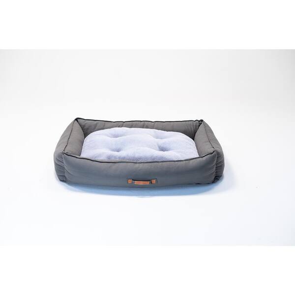 Lucky Dog DRIFT Series Large Grey Canvas Bolster Bed