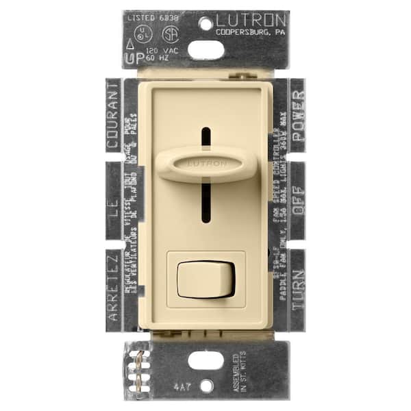 Lutron Skylark Fan and Light Control, 3-Speed Slide-to-Off, 1.5-Amp Fan/360-Watt Incandescent/Single-Pole, Ivory (SFSQ-LFH-IV)