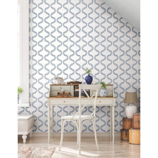 Florentine Blue Vine Trellis Peel and Stick Wallpaper