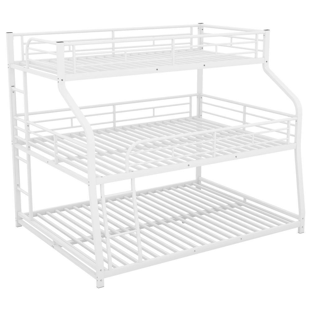 ATHMILE White Twin XL/Full XL/Queen Triple Bunk Bed with Long and Short ...