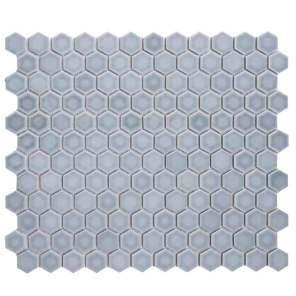 Merola Tile Hudson 1 in. Hex Slate 11-7/8 in. x 13-1/4 in. Porcelain Mosaic Tile (11.2 sq. ft./Case)