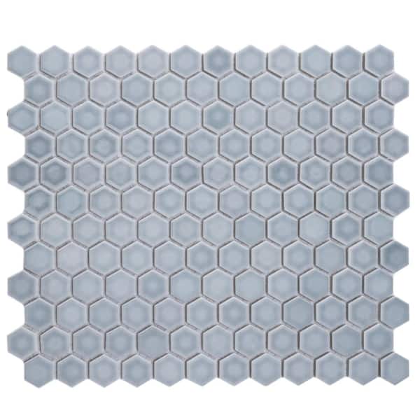 Merola Tile Hudson 1 in. Hex Slate 6 in. x 6 in. Porcelain Mosaic Take Home Tile Sample