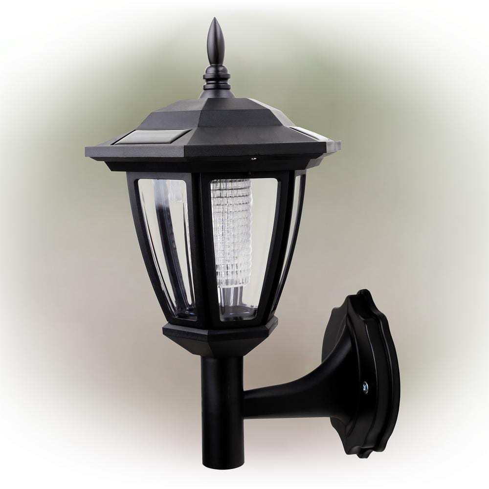 Solar Black LED Outdoor Wall Lantern