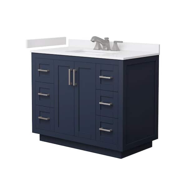 Miranda 42 in. Single Freestanding Dark Blue Bath Vanity with White Cultured Marble Top Assembled