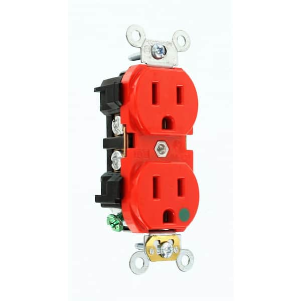 15 Amp 125 V Hospital Grade Duplex Outlet/Receptacle, Red (1-Pack) 08200-HR